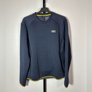 L.L. Bean Ribbed Navy Blue Sweatshirt Sz M Slightly Fitted, Yellow Trim
